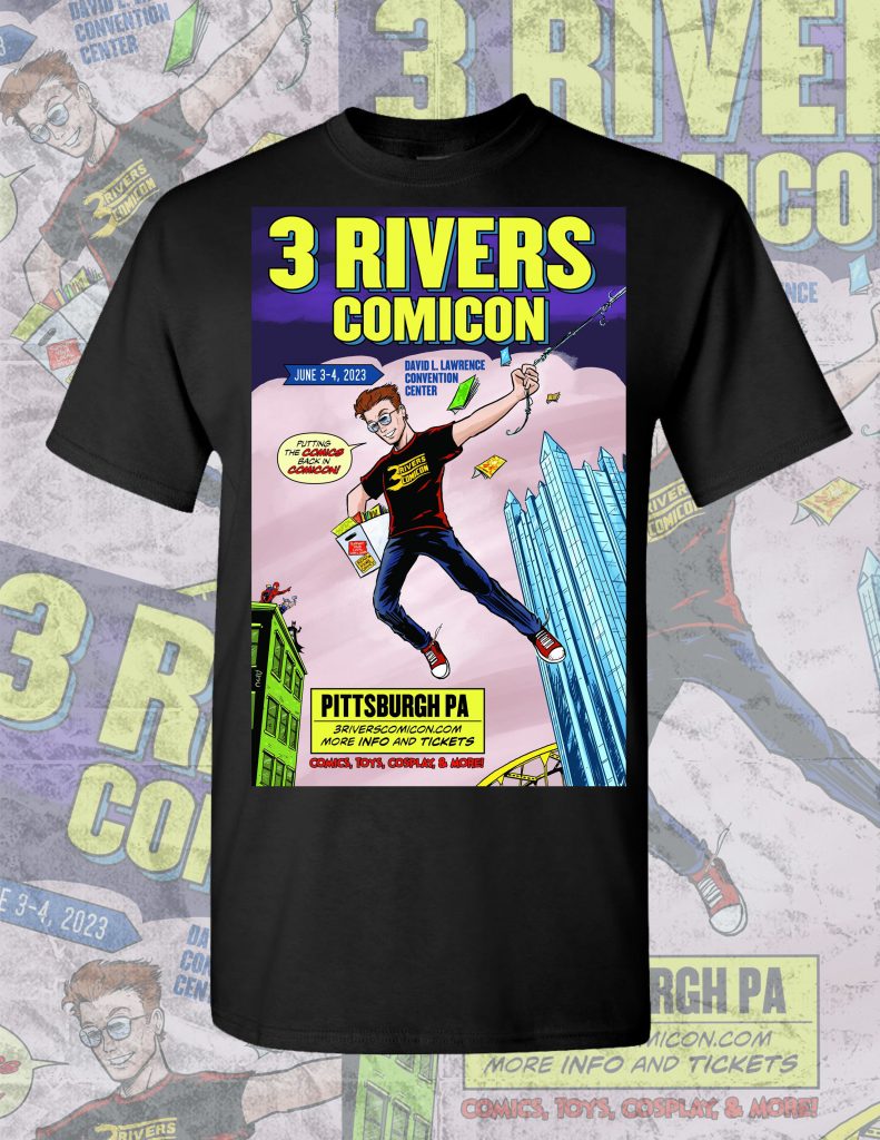 3 Rivers Comicon 2023 Convention Shirt Large Black